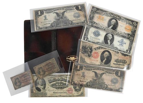GROUP OF U.S. CURRENCY, LEATHER