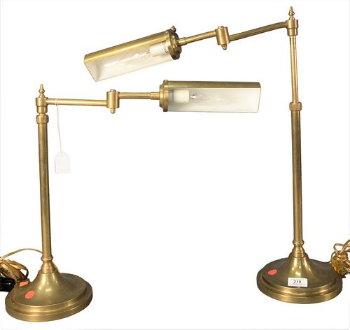 PAIR OF ADJUSTABLE BRASS TABLE