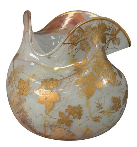 LARGE MOSER ART GLASS VASE, HAVING