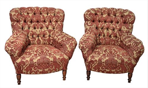 PAIR OF VICTORIAN STYLE ARM CHAIRS,