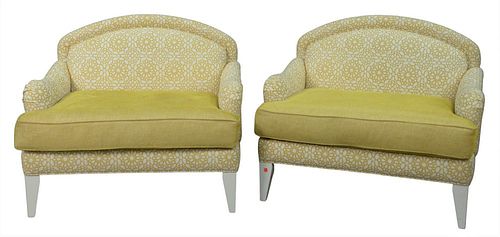 PAIR OF CUSTOM YELLOW UPHOLSTERED 378f22