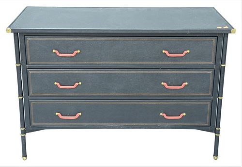 FAUX LEATHER THREE DRAWER DRESSER,