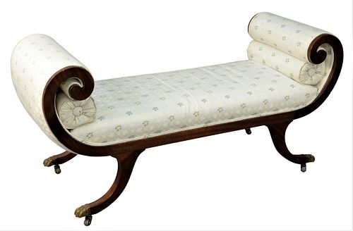 REGENCY STYLE BENCH, HAVING ROLLED