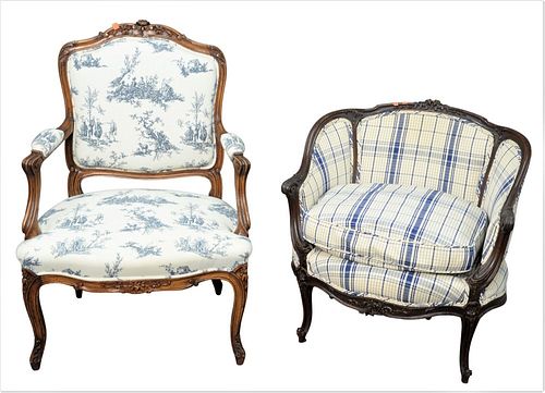 TWO LOUIS XV STYLE UPHOLSTERED 378f51