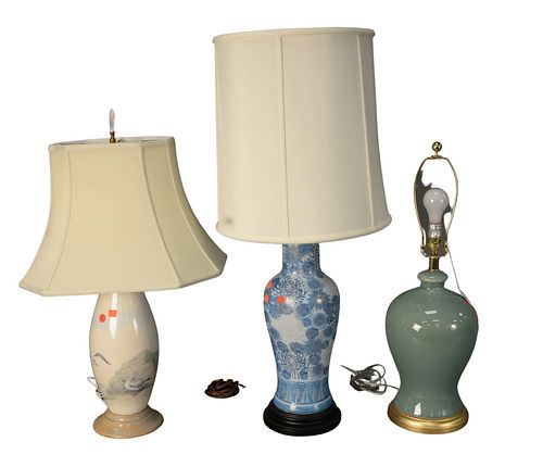 GROUP OF SIX TABLE LAMPS, TO INCLUDE