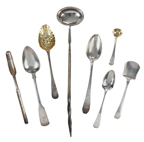 14 ENGLISH SILVER TABLE ITEMS18th/20th