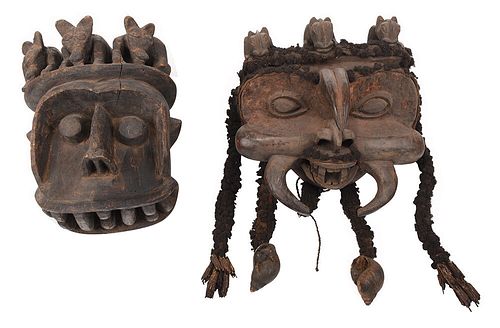 TWO WEST AFRICAN CARVED CEREMONIAL 378ff1