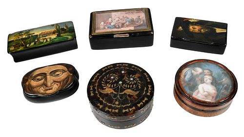 GROUP OF SIX SNUFF AND MINIATURE