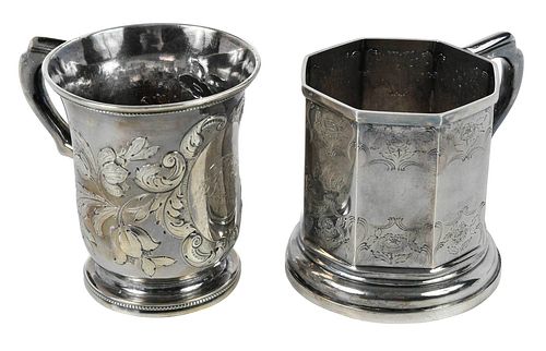 TWO COIN SILVER MUGSAmerican, mid