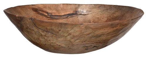 LARGE BURLED WALNUT BOWLhand carved  37903a