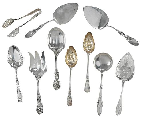 TEN ASSORTED SILVER SERVING PIECES 379053