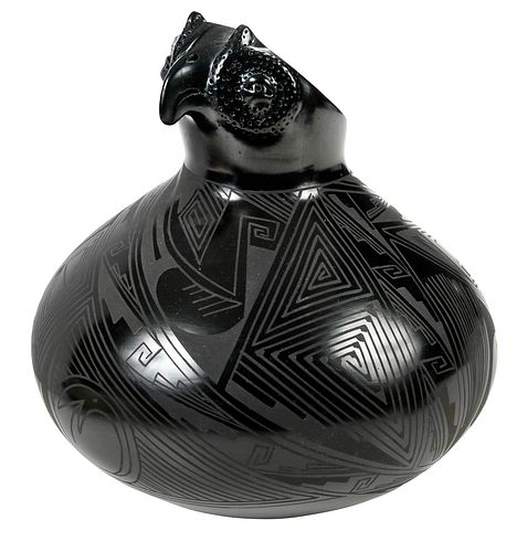 MATA ORTIZ OWL EFFIGY POT20th century,