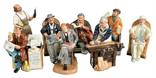 GROUP OF EIGHT ROYAL DOULTON FIGURES,