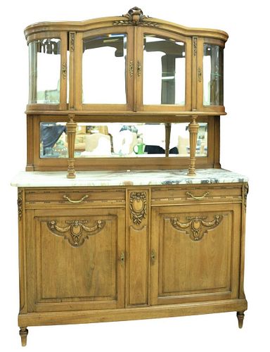 FRENCH MARBLE TOP SIDEBOARD HAVING CURIO