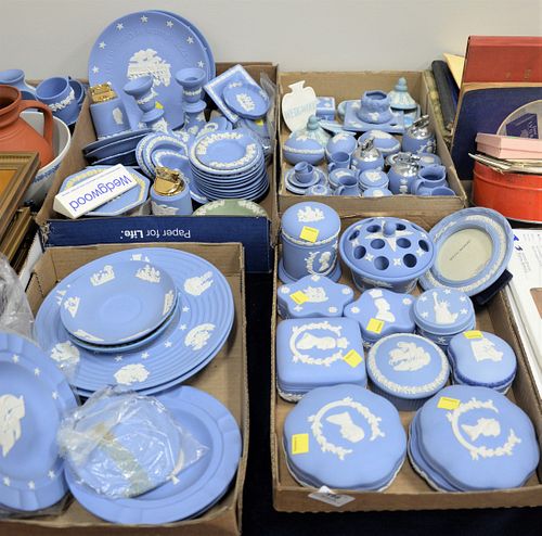 FOUR TRAY LOTS OF WEDGWOOD JASPERWARE,