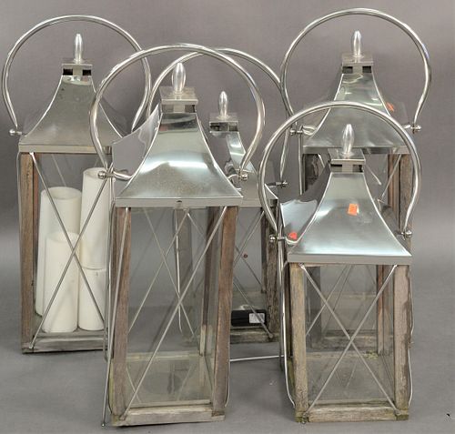 FIVE CONTEMPORARY OUTDOOR LANTERNS  3791c8