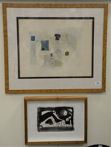 THREE PIECE GROUP OF THREE ABSTRACTIONS,