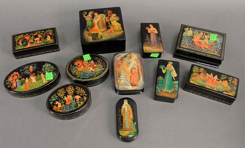 GROUP OF ELEVEN RUSSIAN LACQUER