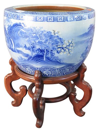 CHINESE BLUE AND WHITE PLANTER,