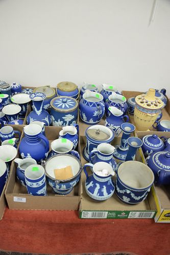 FOUR TRAY LOTS OF BLUE WEDGWOOD