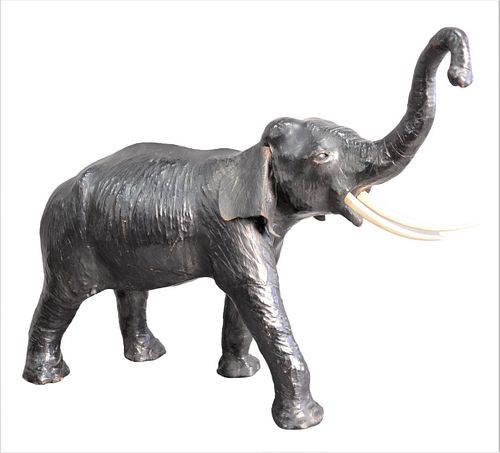 LEATHER ELEPHANT FORM, EARLY 20TH