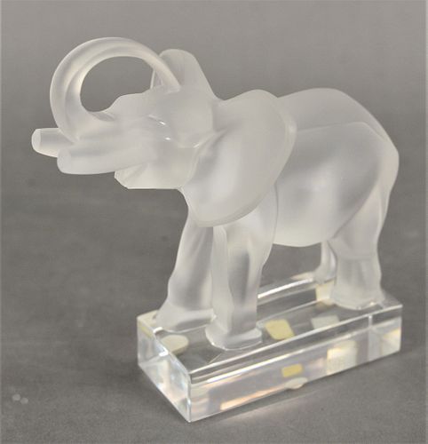 LALIQUE FROSTED GLASS ELEPHANT