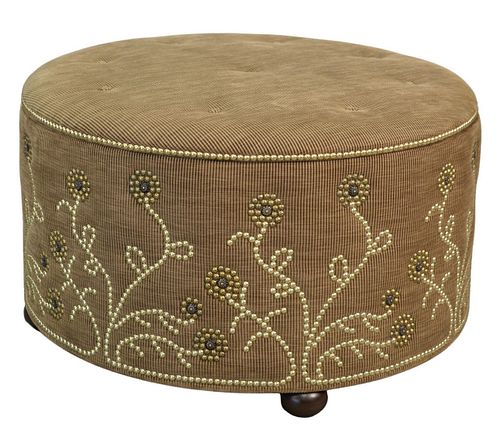 CIRCULAR POOF HAVING BRASS TACK 3792dd