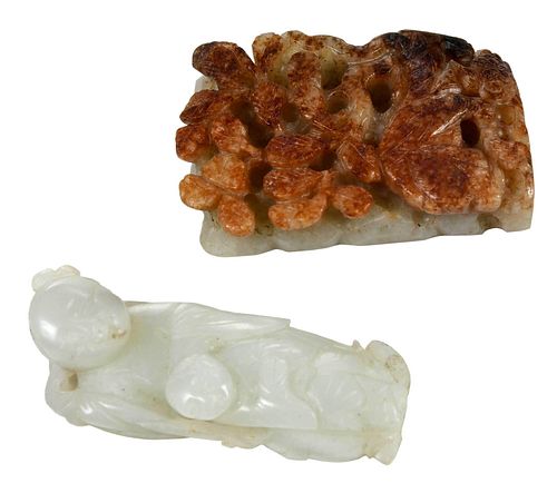 TWO CHINESE CARVED JADE FIGUREScarved 379318