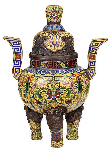 CHINESE CLOISONN LIDDED CENSERQianlong 37931e