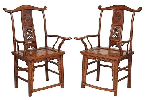 PAIR OF CHINESE CARVED ELM HIGH 37931f