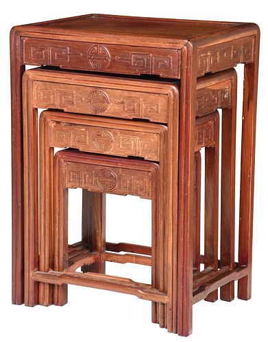 NEST OF FOUR CHINESE CARVED TABLES20th 379336