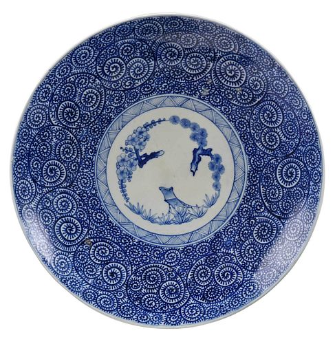 LARGE ASIAN BLUE AND WHITE PORCELAIN