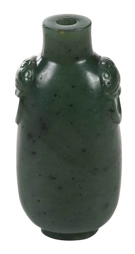 CHINESE CARVED GREEN JADE OR HARDSTONE