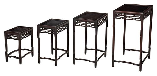 NEST OF FOUR CHINESE ROSEWOOD TABLESundersides 37935c