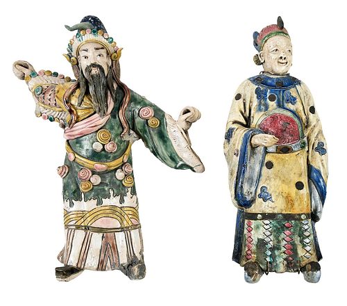 TWO CHINESE CERAMIC FIGURAL ROOF 37935f