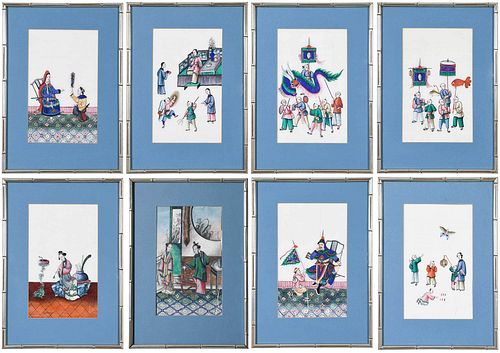 EIGHT FRAMED CHINESE PAINTINGS 379360