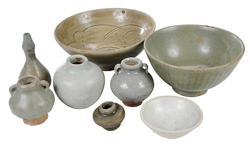 EIGHT PIECES OF ASIAN CELADON GLAZED 37936f