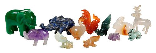 70 CARVED HARDSTONE ANIMAL FIGURES