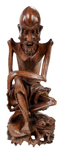 CHINESE FIGURAL WOOD CARVINGpossibly 379382