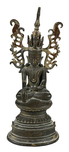 SOUTHEAST ASIAN BRONZE SEATED BUDDHApossibly