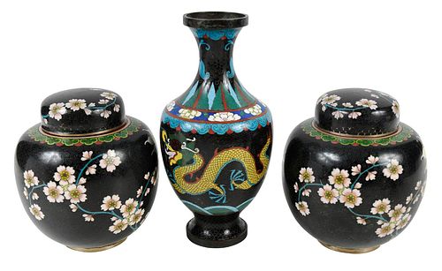 THREE CHINESE CLOISONNE VESSELS20th 379397