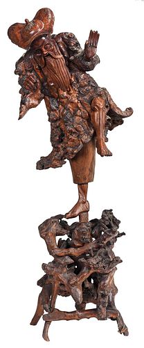 LARGE CHINESE FIGURAL ROOT CARVINGman 3793aa