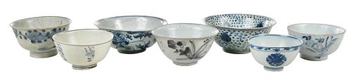 SEVEN CHINESE BLUE AND WHITE BOWLSpossibly 3793c0