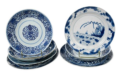 SEVEN CHINESE BLUE AND WHITE PORCELAIN