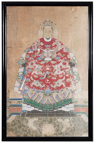 LARGE FRAMED CHINESE ANCESTOR PORTRAITQing 3793d1