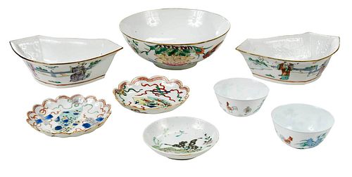 EIGHT PIECES OF CHINESE ENAMELED