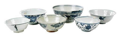 SIX CHINESE BLUE AND WHITE BOWLSprobably 3793fc