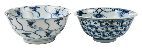 TWO CHINESE BLUE AND WHITE BOWLSprobably