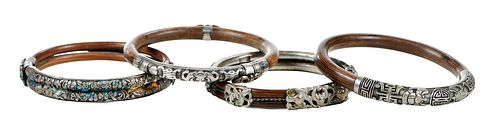 FOUR BAMBOO BANGLE BRACELETSwith