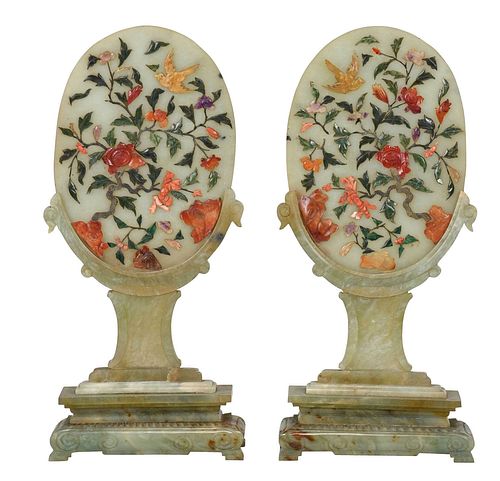 PAIR OF CHINESE HARDSTONE TABLE 37940b